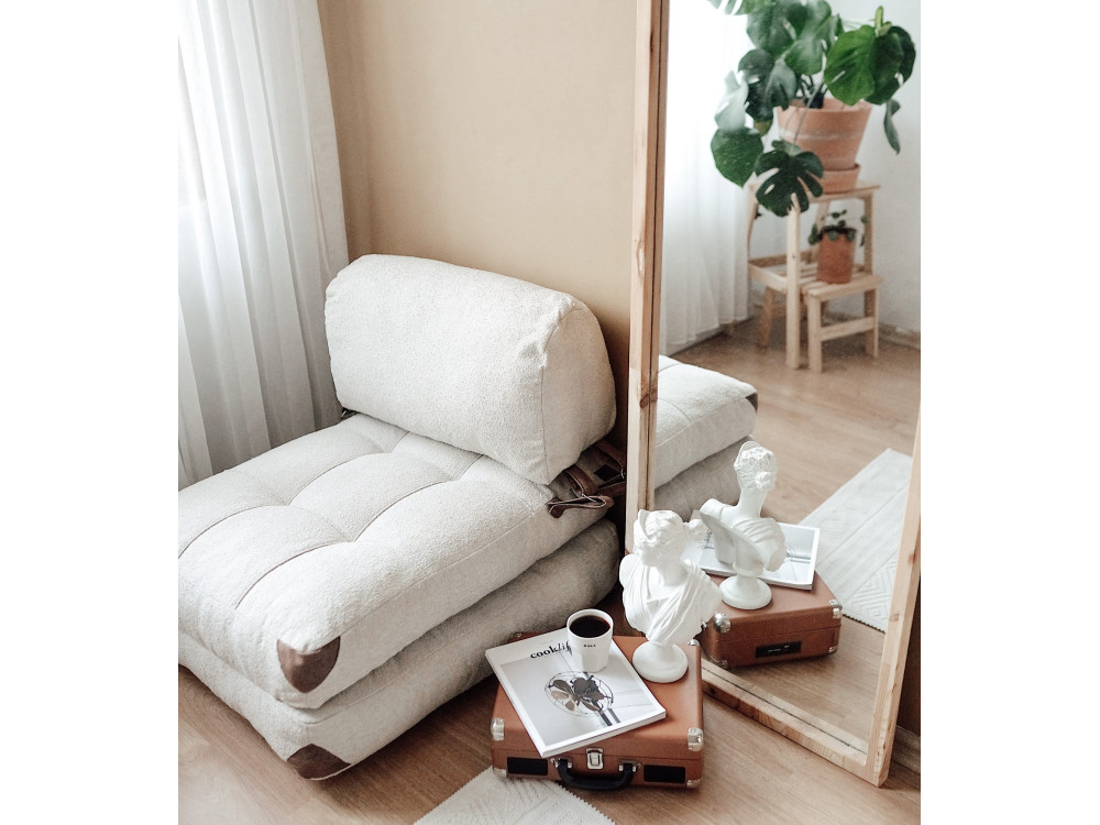 Fotel-łóżko z tkaniny "Fold" - 80 x 60 x 70 cm - Kremowy