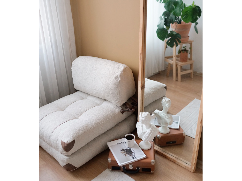 Fotel-łóżko z tkaniny "Fold" - 80 x 60 x 70 cm - Kremowy