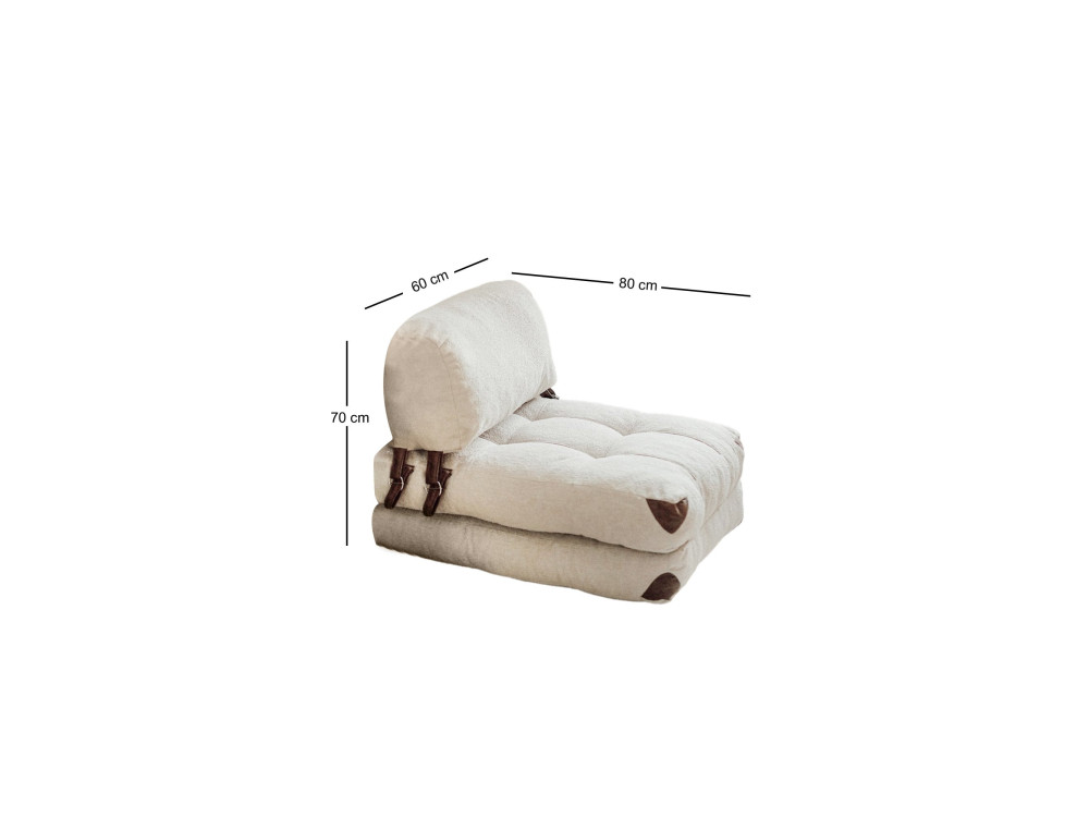 Fotel-łóżko z tkaniny "Fold" - 80 x 60 x 70 cm - Kremowy