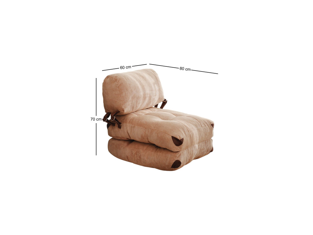 Fotel-łóżko z tkaniny "Fold" - 80 x 60 x 70 cm - Brązowy