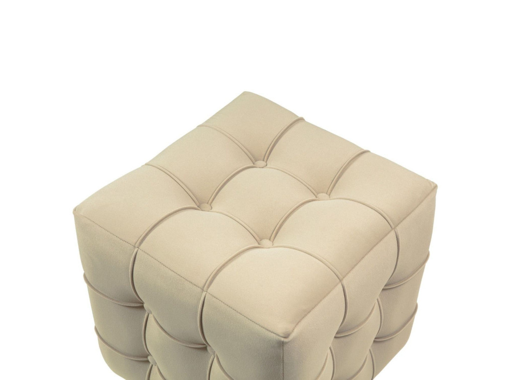 Aksamitny puf "Lizbon" - 42 x 42 x 42 cm - Kremowy