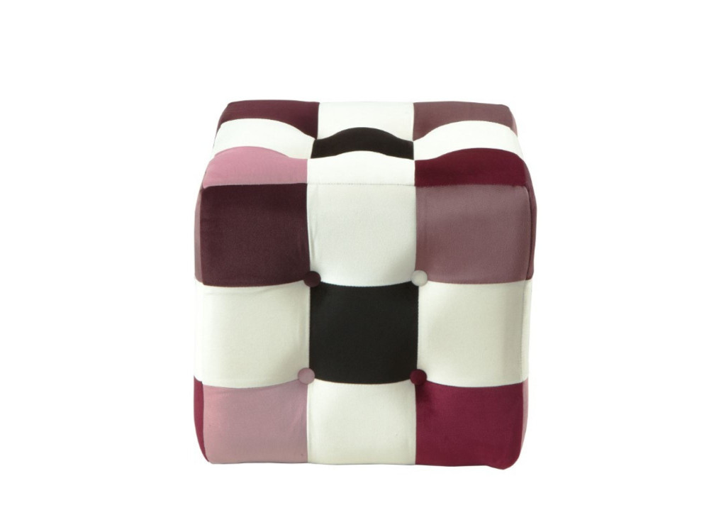 Aksamitny puf "Patchwork" - 42 x 42 x 42 cm - Wielokolorowy