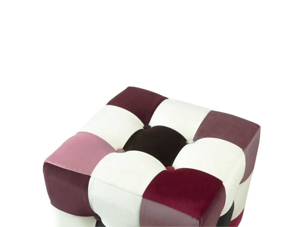 Aksamitny puf "Patchwork" - 42 x 42 x 42 cm - Wielokolorowy
