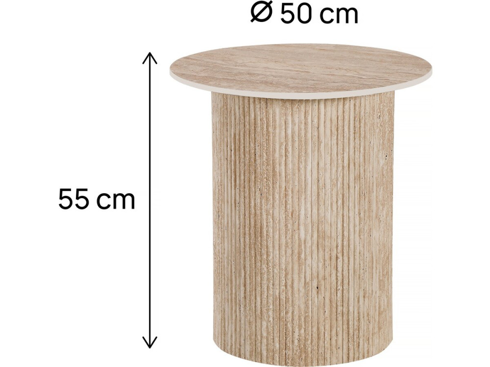 Stolik kawowy ceramiczny "Eclat", stolik nocny, stolik boczny - 50 x 50 cm - brązowy