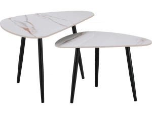 Zestaw 2 ceramicznych stolików kawowych "Terra" - 49 x 79 x 56 cm - Biały