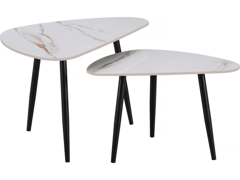 Zestaw 2 ceramicznych stolików kawowych "Terra" - 49 x 79 x 56 cm - Biały