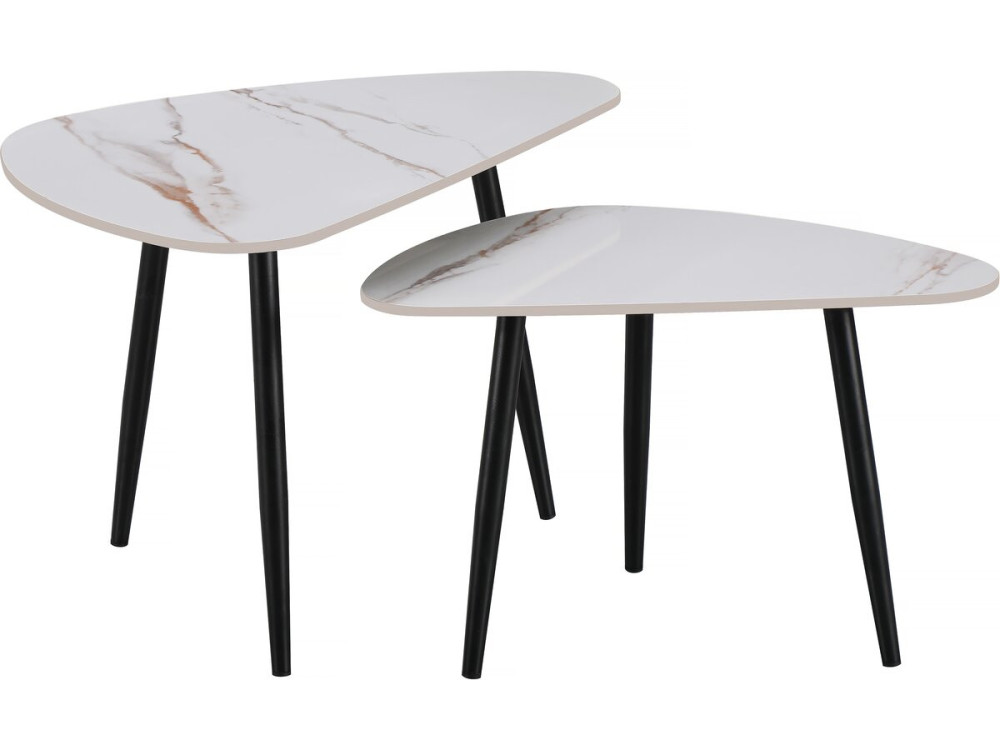 Zestaw 2 ceramicznych stolików kawowych "Terra" - 49 x 79 x 56 cm - Biały