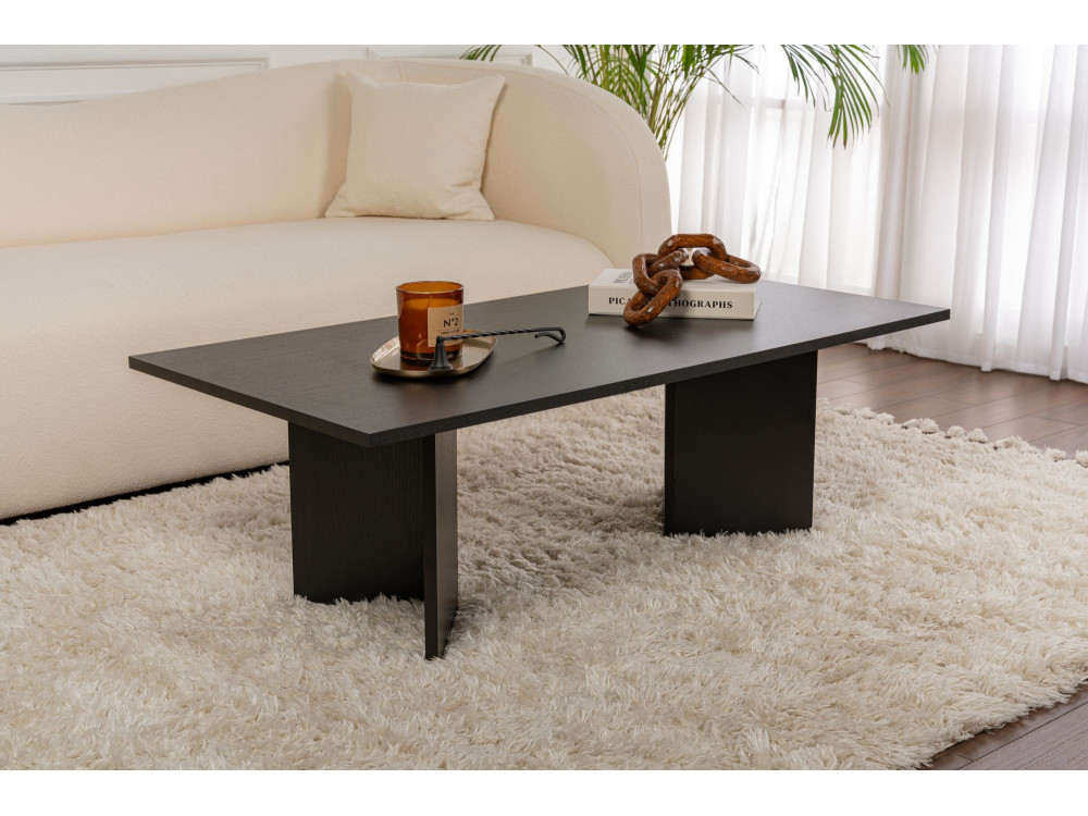 Stolik kawowy "Sabin" drewniany - 60 x 119 x 40 cm - Czarne drewno