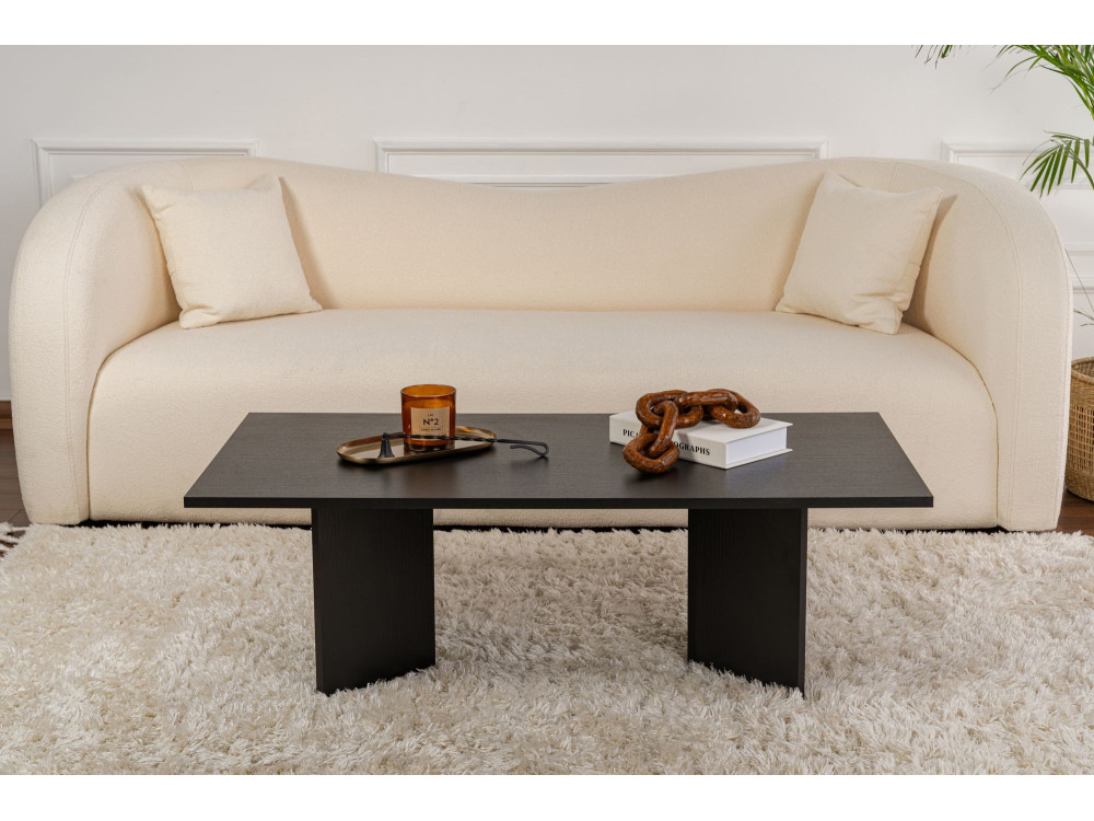 Stolik kawowy "Sabin" drewniany - 60 x 119 x 40 cm - Czarne drewno