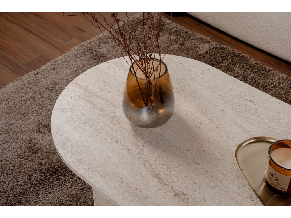 Drewniany stolik kawowy "Sand" - 60 x 119 x 40 cm - Trawertyn