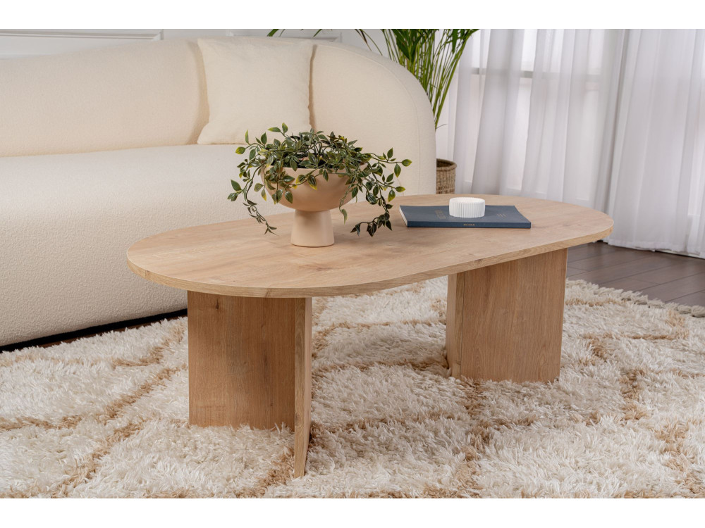 Drewniany stolik kawowy "Sand" - 60 x 119 x 40 cm - Dąb Szafirowy