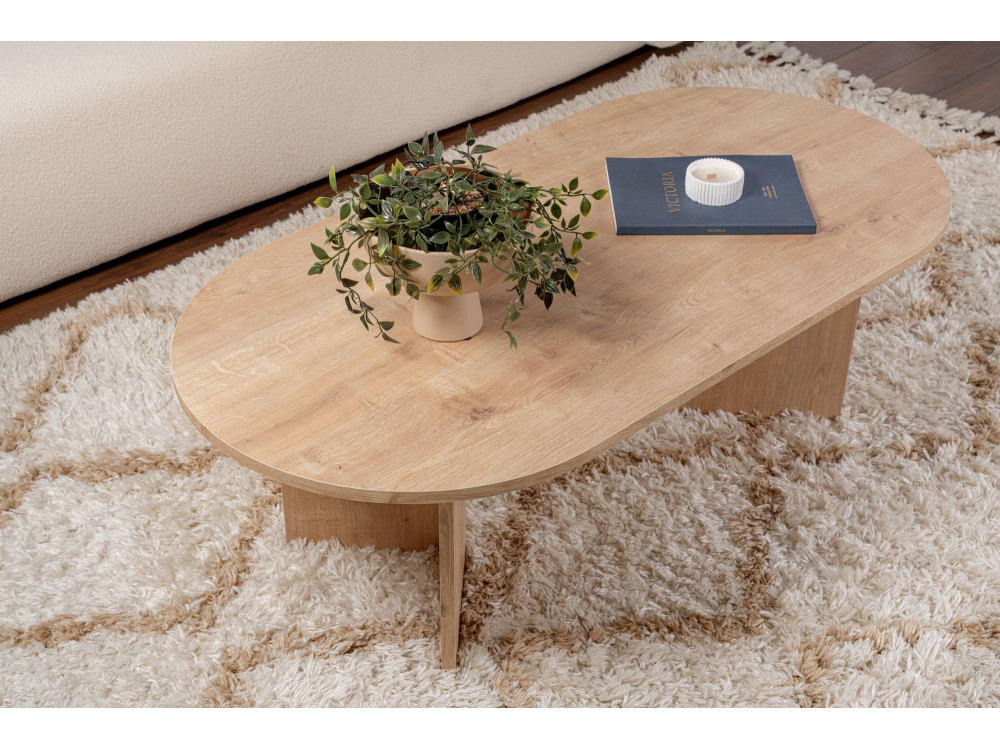 Drewniany stolik kawowy "Sand" - 60 x 119 x 40 cm - Dąb Szafirowy
