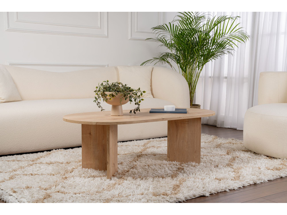 Drewniany stolik kawowy "Sand" - 60 x 119 x 40 cm - Dąb Szafirowy