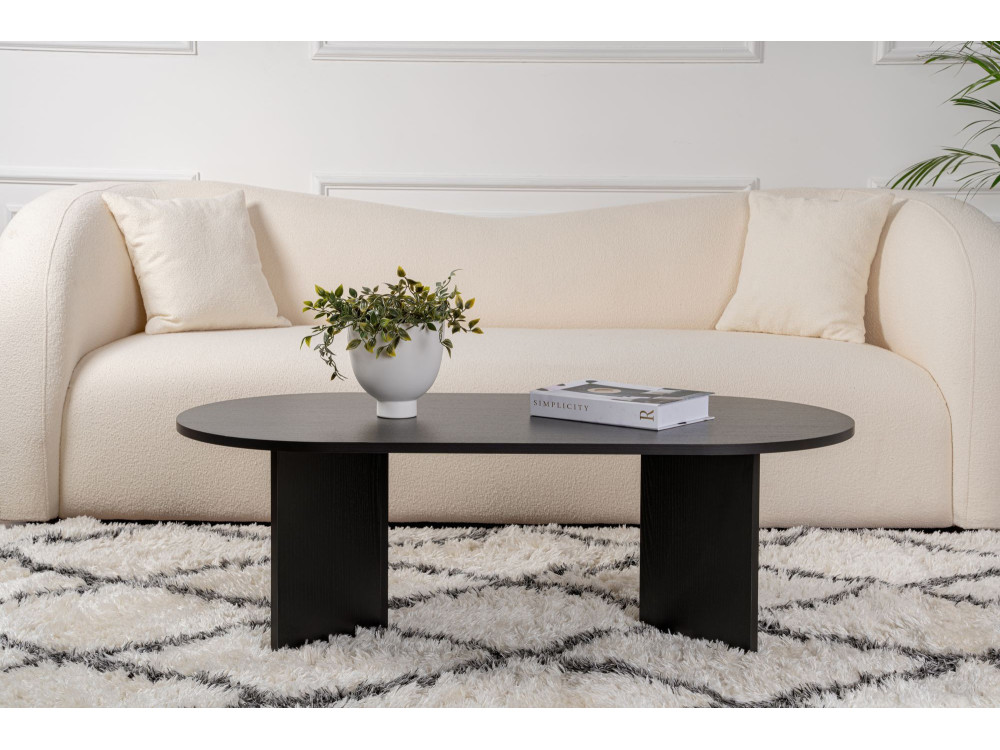 Drewniany stolik kawowy "Sand" - 60 x 119 x 40 cm - Czarne drewno