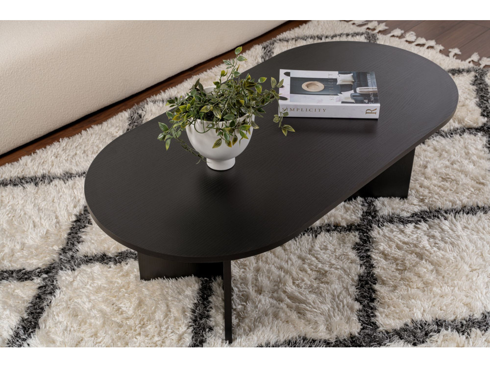 Drewniany stolik kawowy "Sand" - 60 x 119 x 40 cm - Czarne drewno