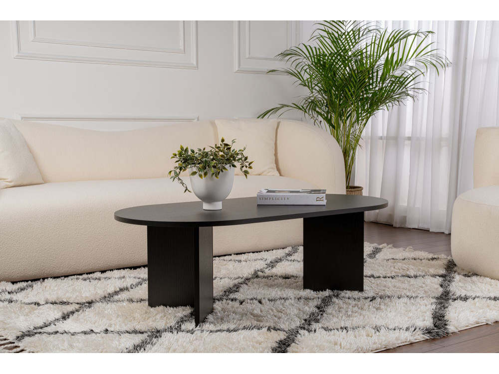 Drewniany stolik kawowy "Sand" - 60 x 119 x 40 cm - Czarne drewno