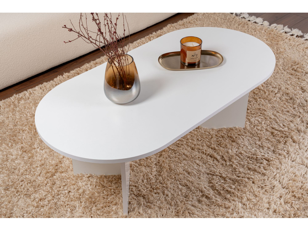 Drewniany stolik kawowy "Sand" - 60 x 119 x 40 cm - Biały