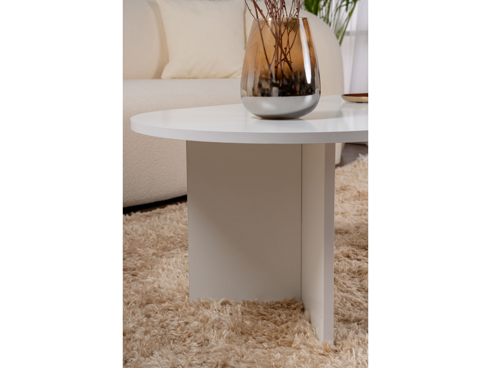 Drewniany stolik kawowy "Sand" - 60 x 119 x 40 cm - Biały
