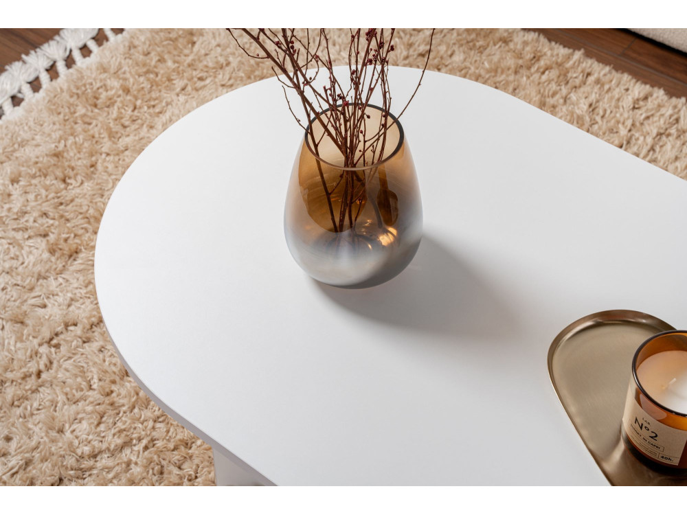 Drewniany stolik kawowy "Sand" - 60 x 119 x 40 cm - Biały