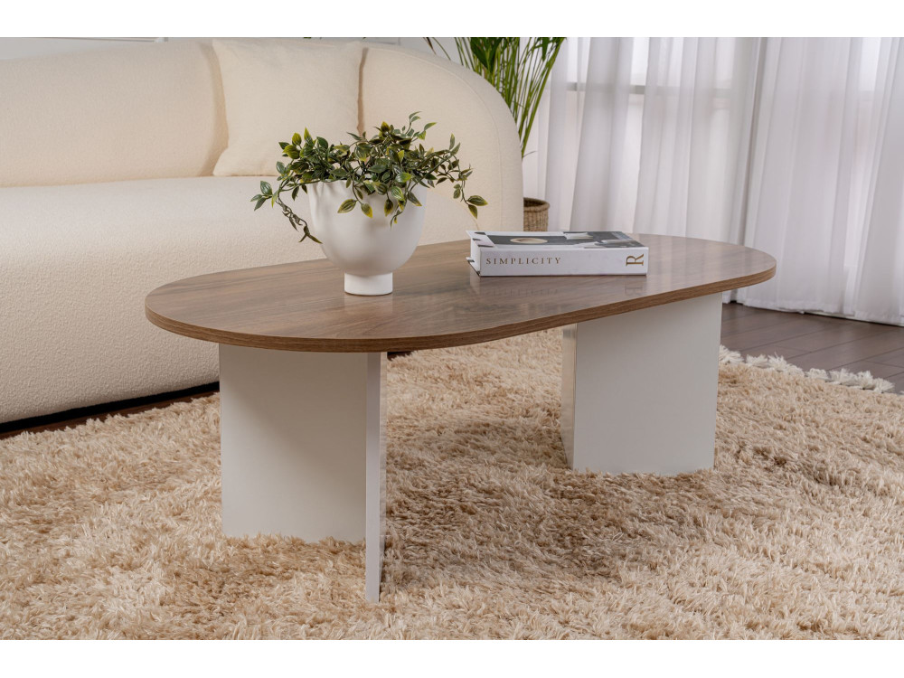 Drewniany stolik kawowy "Sand" - 60 x 119 x 40 cm - Orzech biały