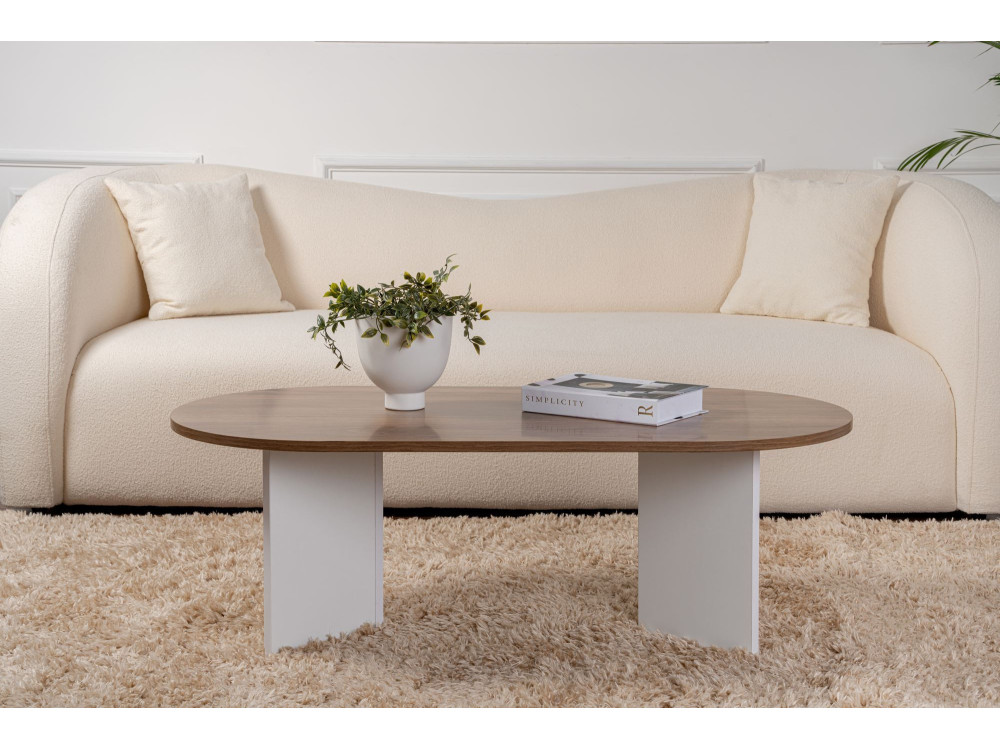Drewniany stolik kawowy "Sand" - 60 x 119 x 40 cm - Orzech biały