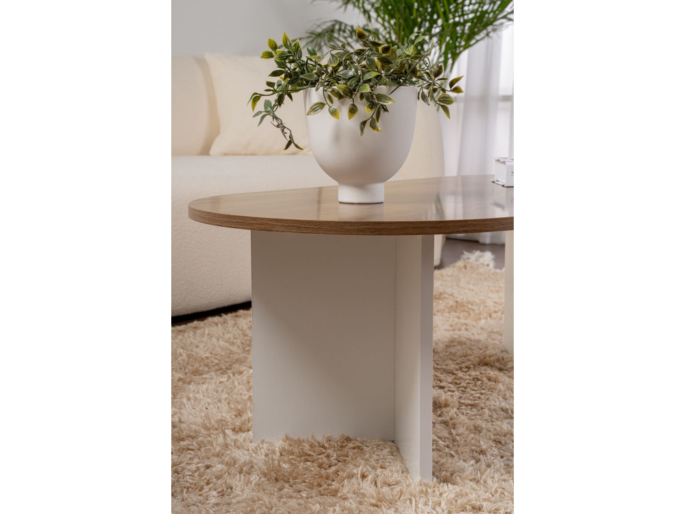 Drewniany stolik kawowy "Sand" - 60 x 119 x 40 cm - Orzech biały