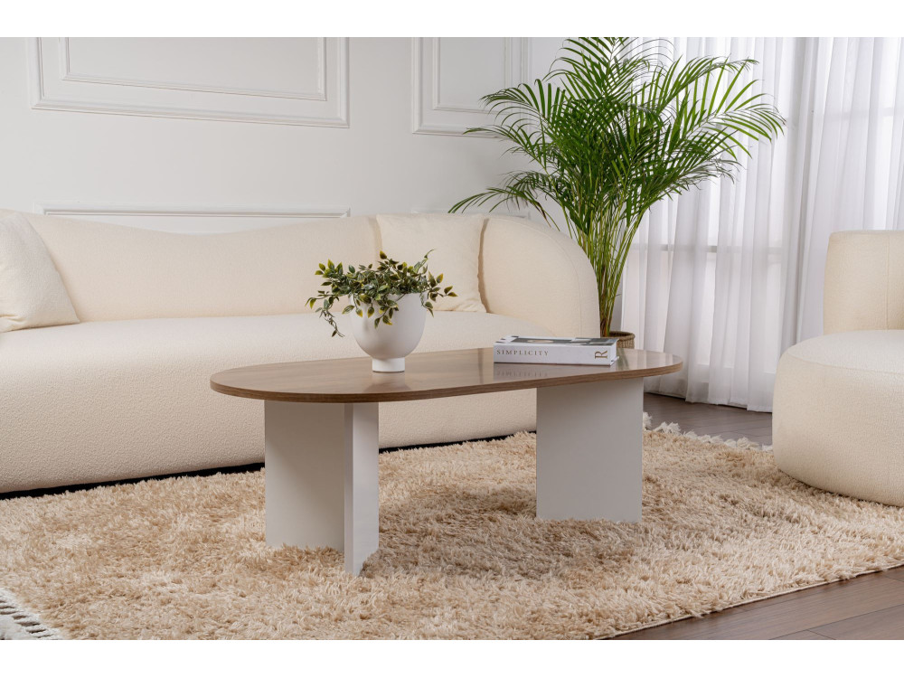 Drewniany stolik kawowy "Sand" - 60 x 119 x 40 cm - Orzech biały