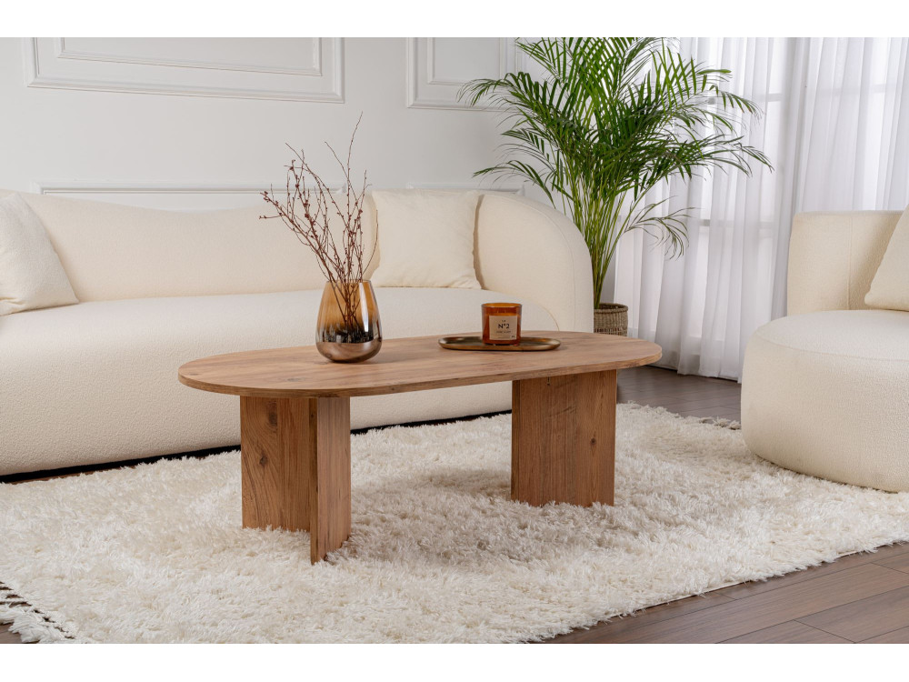 Drewniany stolik kawowy "Sand" - 60 x 119 x 40 cm - sosna atlantycka