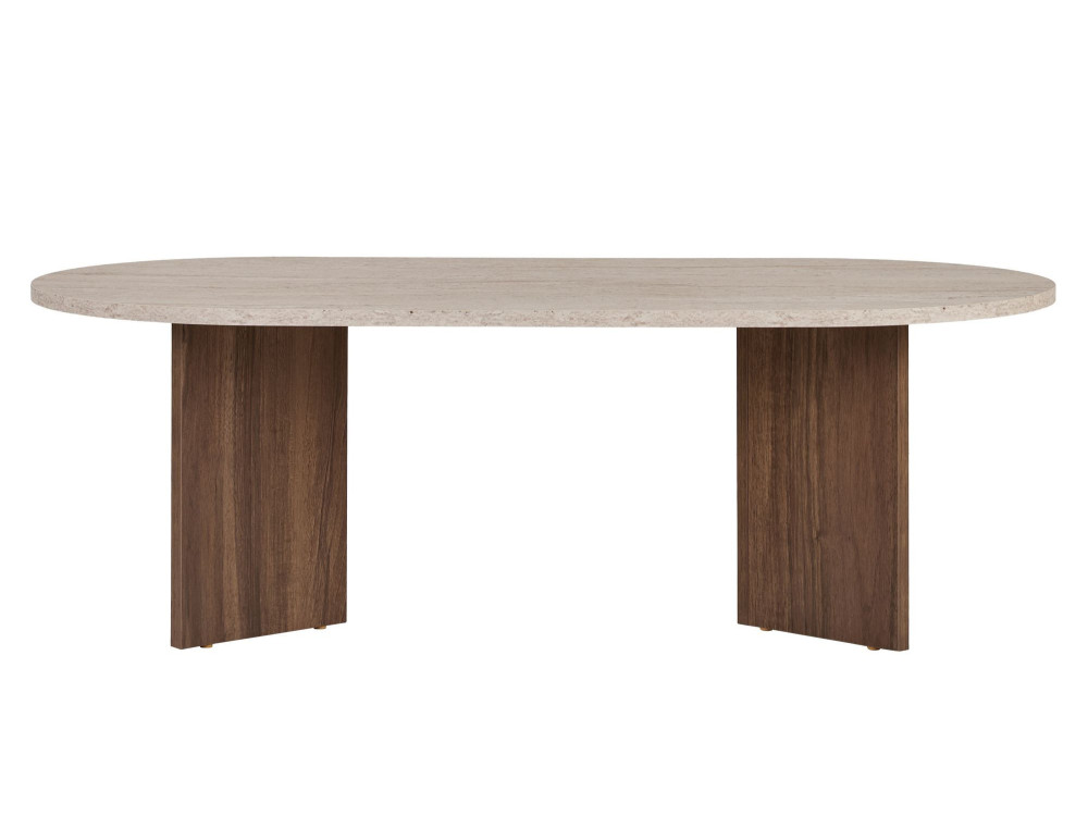 Drewniany stolik kawowy "Sable" 119 x 60 x 40 cm - trawertyn
