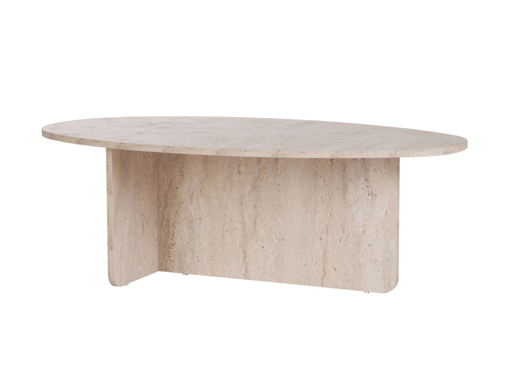 Drewniany stolik kawowy "Orba" - 120 x 65 x 40 cm - trawertyn