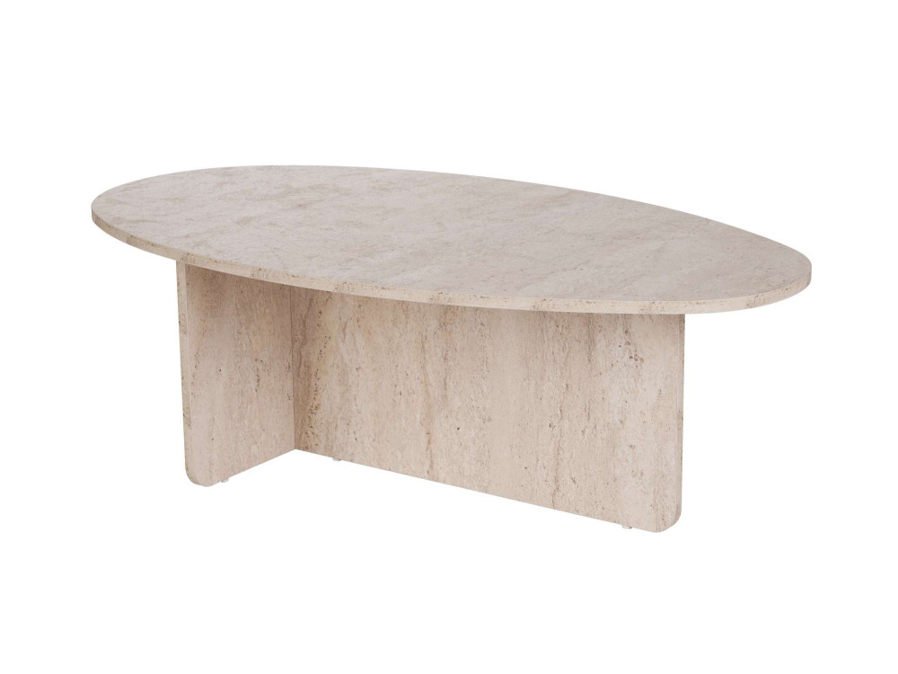 Drewniany stolik kawowy "Orba" - 120 x 65 x 40 cm - trawertyn