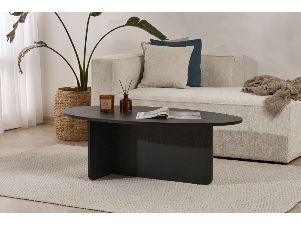 Drewniany stolik kawowy "Orba" - 120 x 65 x 40 cm - Czarne drewno