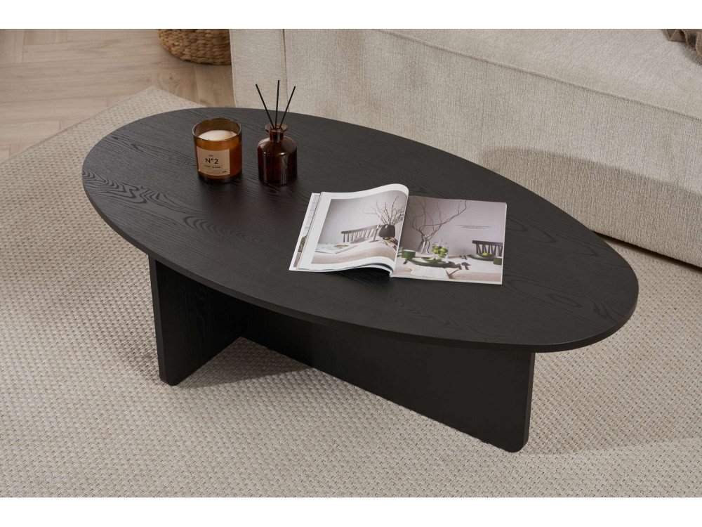 Drewniany stolik kawowy "Orba" - 120 x 65 x 40 cm - Czarne drewno