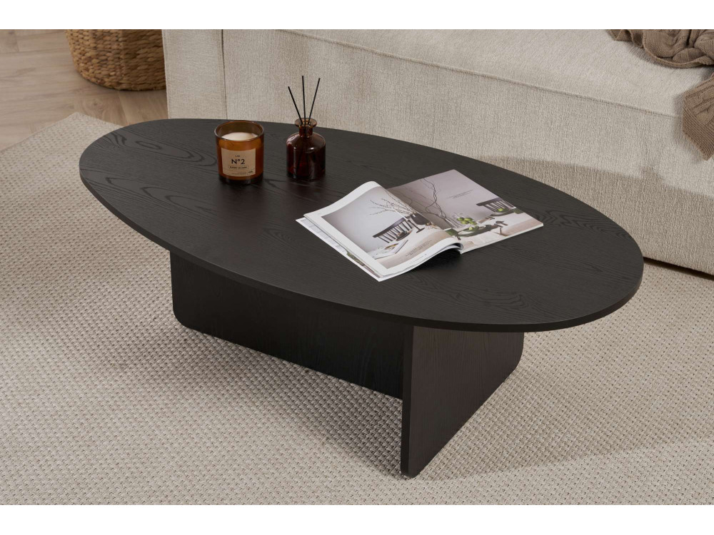 Drewniany stolik kawowy "Orba" - 120 x 65 x 40 cm - Czarne drewno