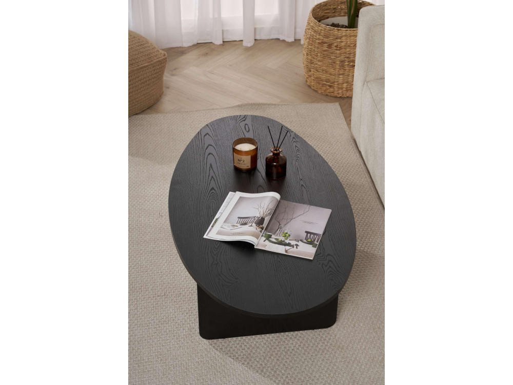 Drewniany stolik kawowy "Orba" - 120 x 65 x 40 cm - Czarne drewno