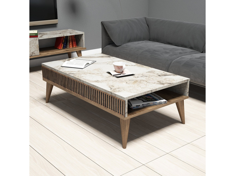 Drewniany stolik kawowy "Milan" - 105 x 60 x 34 cm - Orzech biały