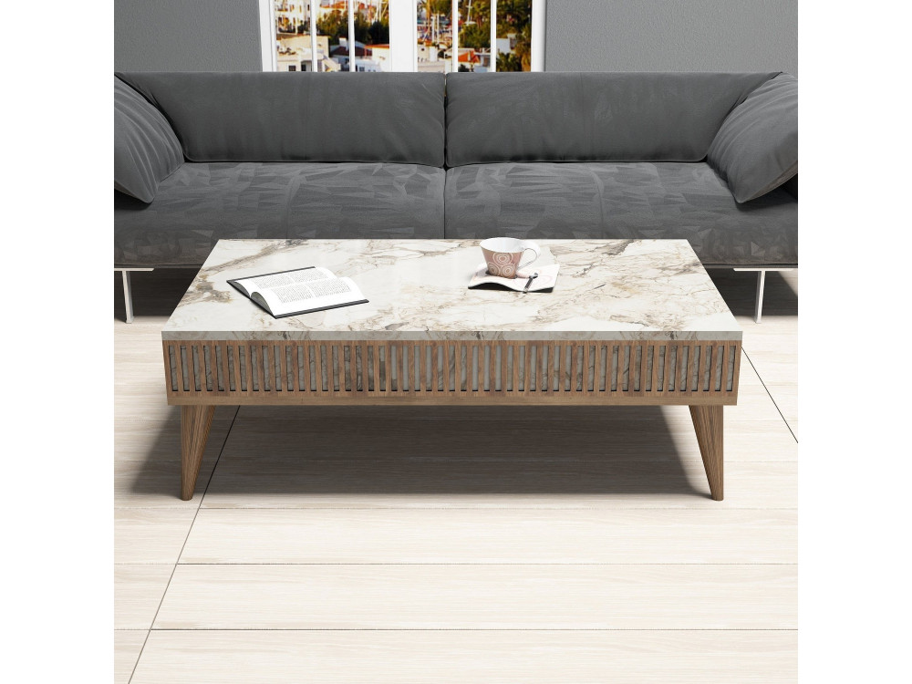 Drewniany stolik kawowy "Milan" - 105 x 60 x 34 cm - Orzech biały