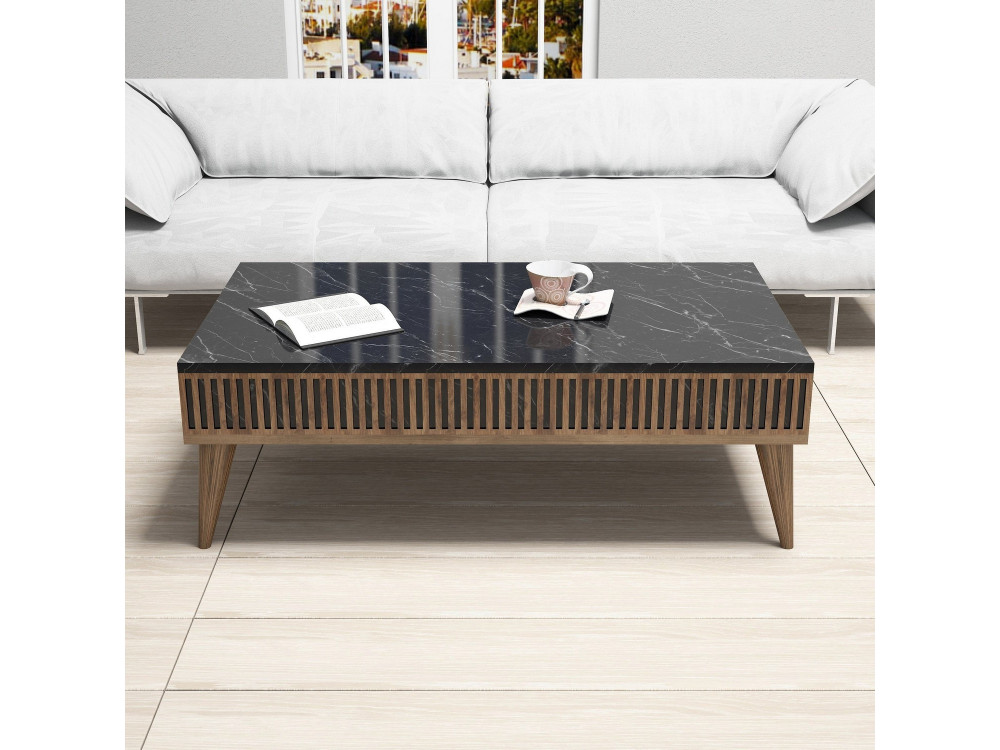 Drewniany stolik kawowy "Milan" - 105 x 60 x 34 cm - Orzech, Czarny