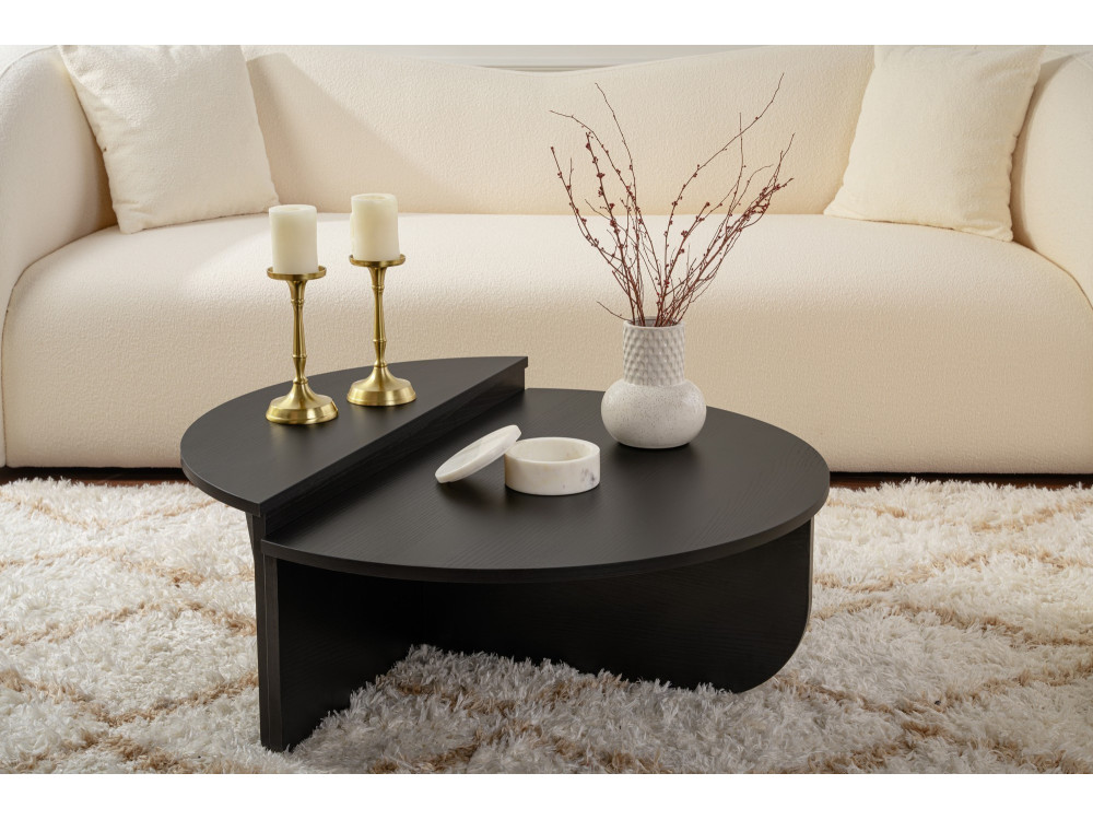 Drewniany stolik kawowy "Orion" - 90 x 60 x 30 cm - Czarne drewno