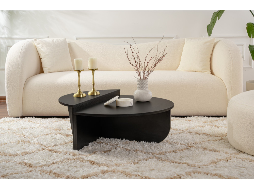 Drewniany stolik kawowy "Orion" - 90 x 60 x 30 cm - Czarne drewno