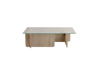 Drewniany stolik kawowy "Flavio" - 105 x 65 x 30 cm - trawertyn