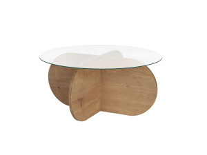 Drewniany stolik kawowy "Aeris" - 75 x 75 x 35 cm - SaphirTransparent Oak