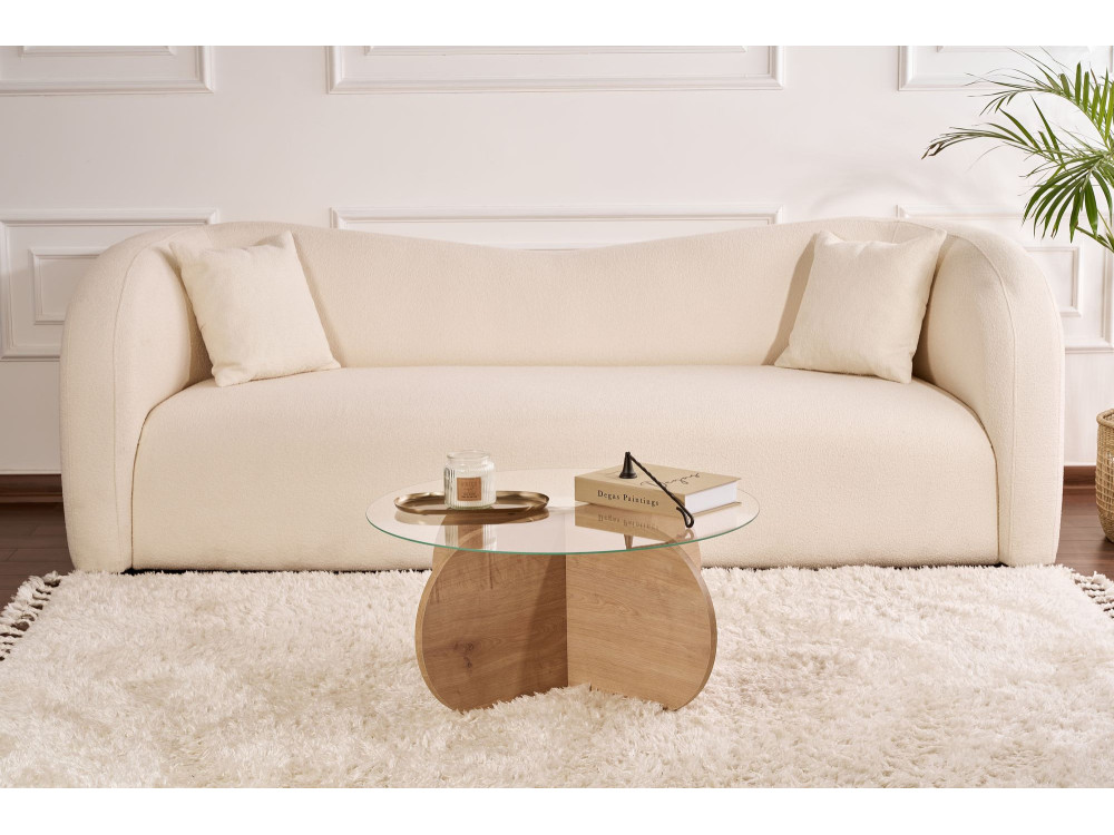 Drewniany stolik kawowy "Aeris" - 75 x 75 x 35 cm - SaphirTransparent Oak
