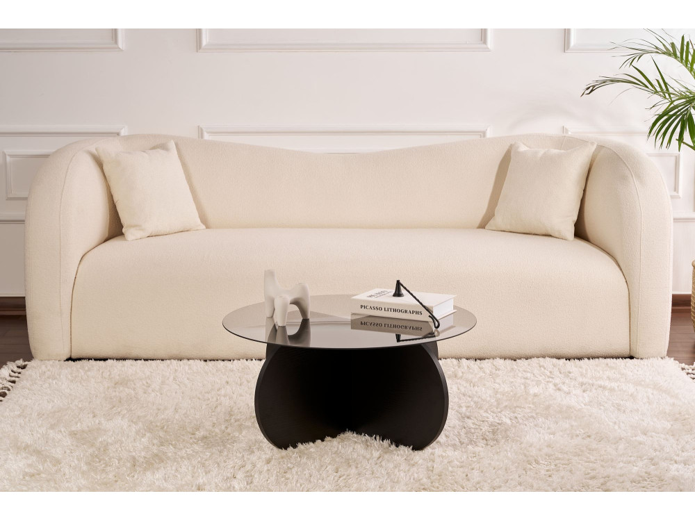 Drewniany stolik kawowy "Aeris" - 75 x 75 x 35 cm - Czarne drewnoPrzezroczysty
