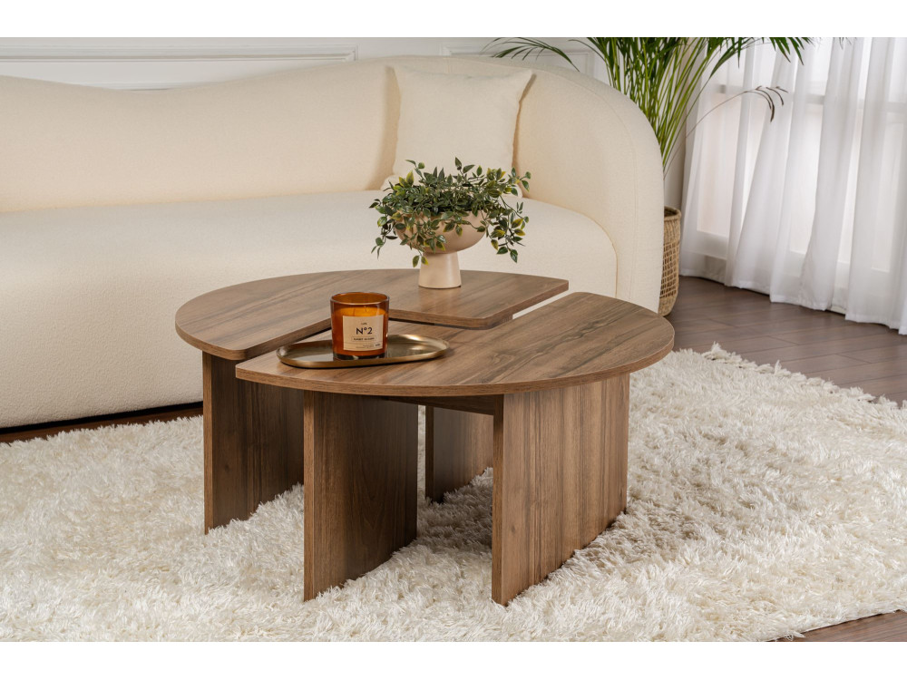 Drewniany stolik kawowy "Moira" - 90 x 90 x 41 cm - Orzech włoski