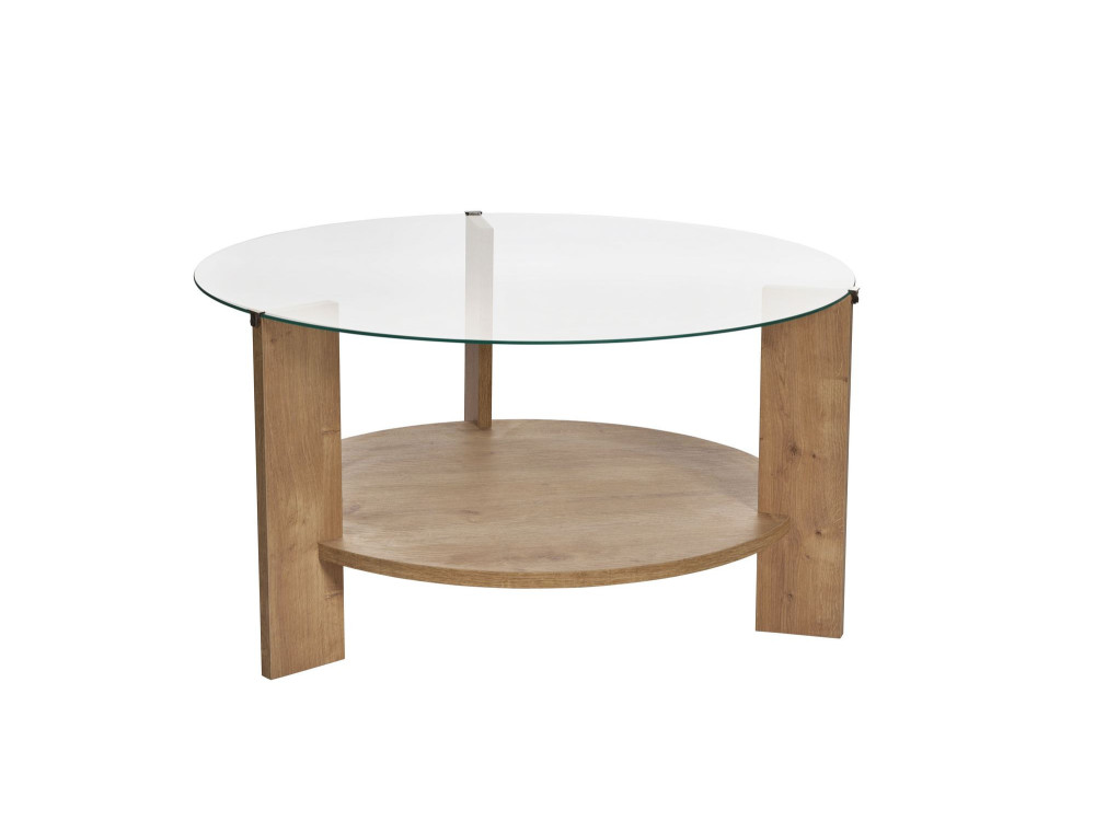 Drewniany stolik kawowy "Clara" - 75 x 75 x 40 cm - SaphirTransparent Oak