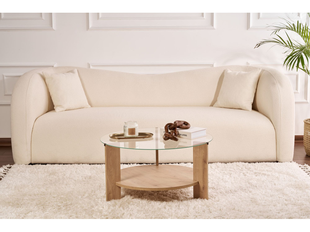 Drewniany stolik kawowy "Clara" - 75 x 75 x 40 cm - SaphirTransparent Oak