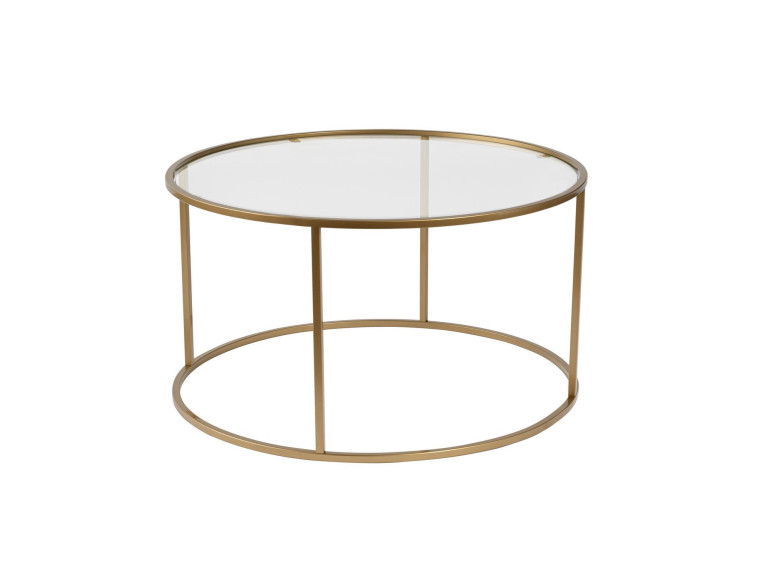 Metalowy stolik kawowy "Aurum" - 80 x 80 x 43 cm - Przezroczysty złoty