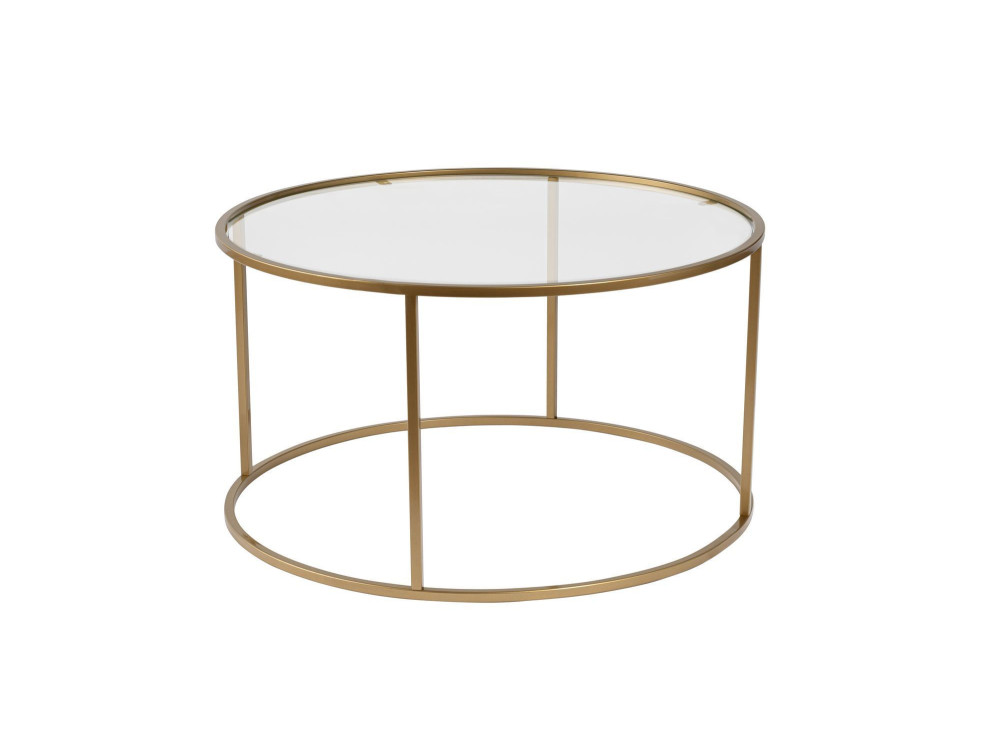 Metalowy stolik kawowy "Aurum" - 80 x 80 x 43 cm - Przezroczysty złoty