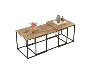 Zestaw 3 drewnianych stolików kawowych "VG9" - 90 x 45 x 44 cm - sosna atlantycka